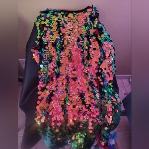 Xpluswear dress with overlapping sleeves gold glitters